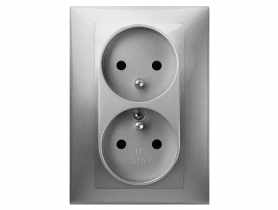 Gniazdo podtynkowe Finezja 2x2P+Z srebrny EPN