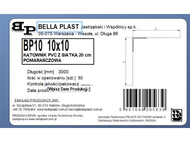 Zdjęcie: Kątownik prosty z siatką BP10 L300 20 cm Orange BELLA PLAST