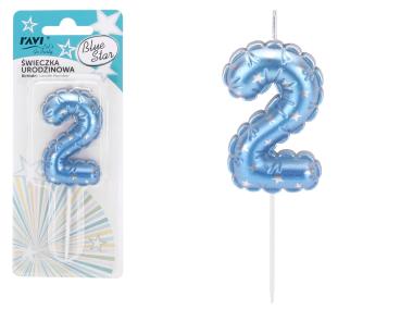 Zdjęcie: Świeczka urodzinowa Blue Star Cyferka 2 72036 RAVI