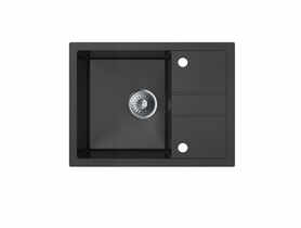 Zlewozmywak granitowy Bravo New 1-komorowy grafitowy, z krótkim ociekaczem, 58x44x19,5 cm MILÓ
