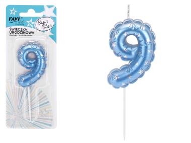 Zdjęcie: Świeczka urodzinowa Blue Star Cyferka 9 72043 RAVI