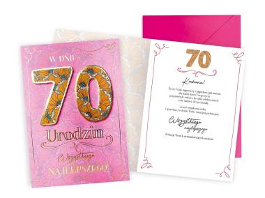 Zdjęcie: Karnet DKP-027 Urodziny 70-latki - cyfry KUKARTKA