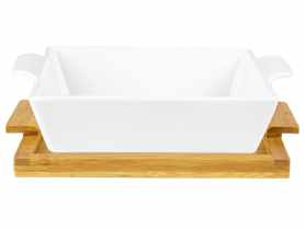 Naczynie ceramiczne Modeno 26 cm na podstawie bambusowej kwadratowe FLORINA