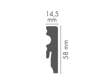 Zdjęcie: Listwa przypodłogowa MDF Biały RAL 9003 okleina półmat 5,8x1,4 cm kwadrat 220 cm CEZAR