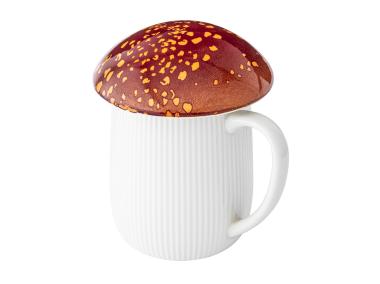 Zdjęcie: Kubek Pod kapeluszem 500 ml w kształcie grzybka z rudą pokrywką ALTOM DESIGN
