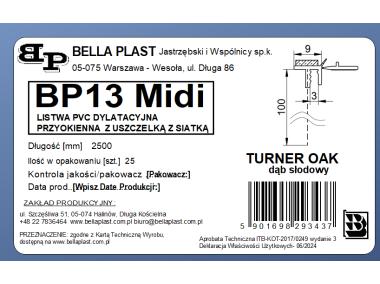 Zdjęcie: Listwa PVC BP13 Midi L250 9/3 dąb słodowy, z siatką i z uszczelką, BELLA PLAST