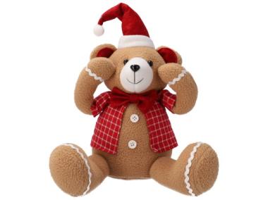 Zdjęcie: Miś z materiału 45 cm brązowo-czerwony JUMI