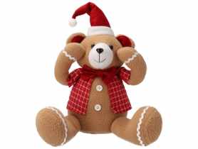 Miś z materiału 45 cm brązowo-czerwony JUMI