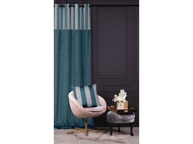 Zdjęcie: Zasłona welwetowa z drukowanym górnym pasem stripe chic turkus 140x270 cm CHIC HOME