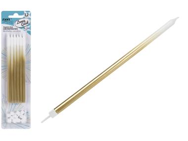 Zdjęcie: Świeczki urodzinowe Long Gold 12 sztuk DECOR