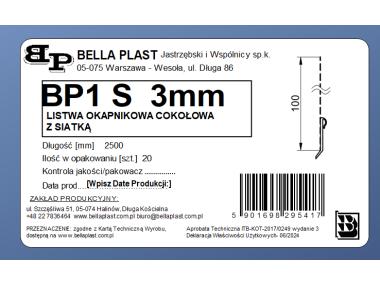 Zdjęcie: Listwa okapnikowa PVC BP1 S L250 3 mm do listwy startowej aluminiowej BELLA PLAST