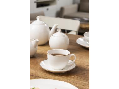 Zdjęcie: Filiżanka ze spodkiem Bella złota linia 270 ml kremowa ALTOMDESIGN