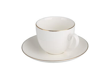 Zdjęcie: Filiżanka ze spodkiem Bella złota linia 270 ml kremowa ALTOMDESIGN