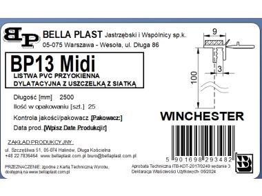 Zdjęcie: Listwa PVC BP13 Midi L250 9/3 winchester, z siatką i z uszczelką BELLA PLAST