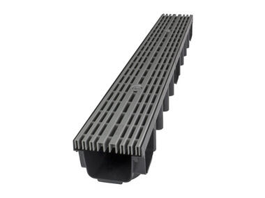 Zdjęcie: Odwodnienie liniowe kanał z kratką PP line popiel A15, 1000x131x98 mm ZMM MAXPOL