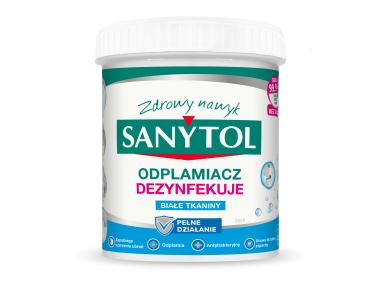 Zdjęcie: Odplamiacz dezynfekujący w proszku do białych tkanin 450 g SANYTOL