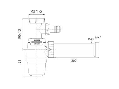 Zdjęcie: Syfon do zlewu bez spustu Neo Air z napowietrzaniem z wyjściem do pralki/zmywarki WIRQUIN