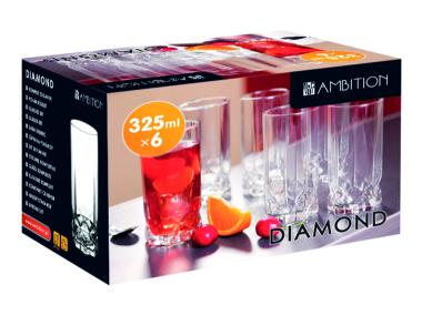 Zdjęcie: Komplet 6 szklanek wysokich Diamond 325 ml AMBITION