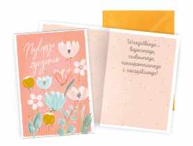 Karnet PR-495 Najlepsze życzenia - kwiaty KUKARTKA