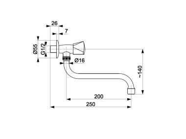 Zdjęcie: Zawór wypływowy zlewozmywakowy z wylotem L=200 mm KFA