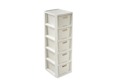 Zdjęcie: Regał rattanowy 5 szuflad 24,1x29,6x80 cm biały BRANQ