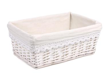 Zdjęcie: Szuflada wiklinowa z materiałem 33x23x14 cm biała TIN TOURS