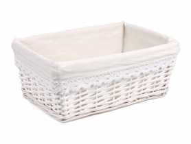 Szuflada wiklinowa z materiałem 33x23x14 cm biała TIN TOURS