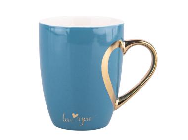 Zdjęcie: Kubek baryłka 300 ml ze złotym uchem Heart reflection niebieski ALTOM DESIGN