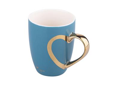Zdjęcie: Kubek baryłka 300 ml ze złotym uchem Heart reflection niebieski ALTOM DESIGN