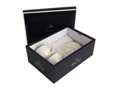 Zdjęcie: Zestaw 2 filiżanek do kawy Mariapaula ecru Złota Linia 220 ml i spodków 15 cm Gift Box ALTOMDESIGN