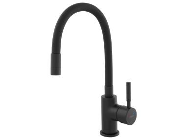 Zdjęcie: Bateria zlewozmywakowa Zumba Nero, czarna elastyczna wylewka, czarny FERRO