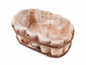 Balkonówka z brzozy z folią 33x20x13 cm owalna TIN TOURS