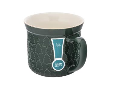 Zdjęcie: Kubek prosty duży 640 ml z wywiniętym rantem i tłoczeniem dekoracja choinki zielone ALTOM DESIGN