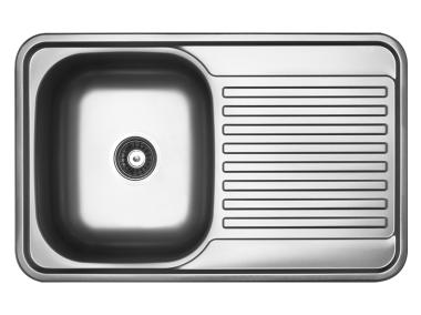 Zdjęcie: Zlew wpuszczany Faro 1 komorowy z ociekaczem 48x78 cm z syfonem KUCHINOX