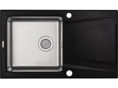 Zdjęcie: Zlewozmywak Prime grafitowy metalik granito stal 860x500x220, space saver DEANTE