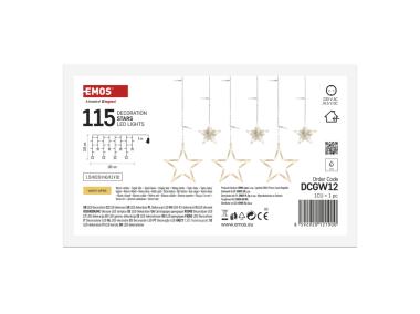 Zdjęcie: Girlanda 115 LED sople gwiazdki 185x105 cm ciepła biel, IP44 EMOS