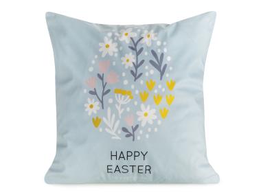 Zdjęcie: Poszewka wielkanocna na poduszkę Wiosna 45x45 cm niebiesko-żółta EUROFIRANY