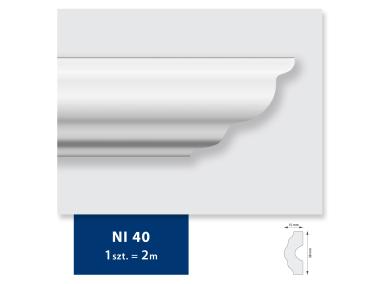 Zdjęcie: Listwa sufitowa z polistyrenu NI 40, 2 sztuki 200x3,8x1,5 cm biały DMS