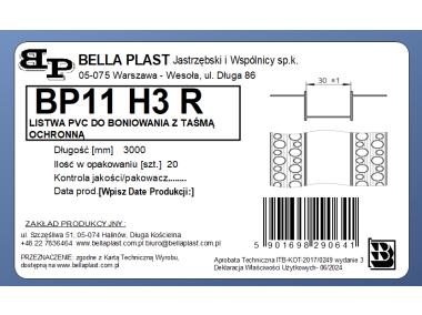 Zdjęcie: Listwa do boniowania PVC bez siatki BP11 H3R L300 biała BELLA-PLAST