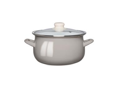 Zdjęcie: Garnek emaliowany 18 cm - 1,9 L taupe z pokrywą szklaną ALTOMDESIGN