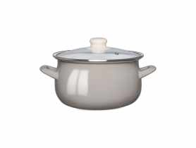Garnek emaliowany 18 cm - 1,9 L taupe z pokrywą szklaną ALTOMDESIGN