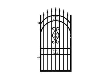 Zdjęcie: Furtka Milena 0,90 m, 1,55-1,75 m, stal ocynk+RAL9005 lewa z elektrozaczepem POLBRAM