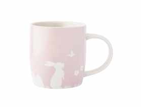 Kubek baryłka szeroka 360 ml dekoracja zajączek z motylem różowy ALTOM DESIGN