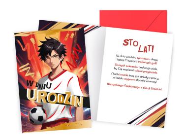 Zdjęcie: Karnet PR-559 Urodziny - anime, chłopięce, piłka nożna KUKARTKA