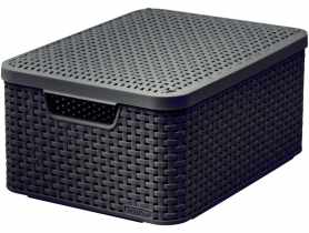 Kosz z pokrywką Rattan Style L 44 x 33 x 24 cm ciemnobrązowy CURVER