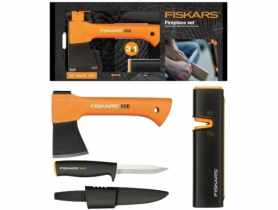 Zestaw campingowy siekiera X-series X5 fireplace, nóż, ostrzałka FISKARS