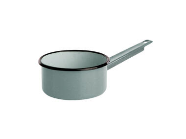 Zdjęcie: Rondel emaliowany z trzonkiem 1,0 L średnica 14 cm, wysokość 7 cm szałwiowy nakrapiany ALTOMDESIGN