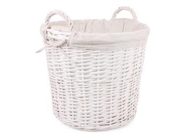 Zdjęcie: Kosz wiklinowy z uchwytami i materiałem 38x38x34/40 cm biały TIN TOURS
