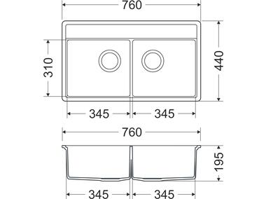 Zdjęcie: Zlewozmywak granitowy Metro 2-komorowy piaskowy, 76x44x19,5 cm syfon manualny, bateria U MILÓ