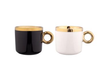 Zdjęcie: Zestaw 2 kubków szerokich 350 ml ze złotym uchem Gold Dream Gift Box ALTOMDESIGN